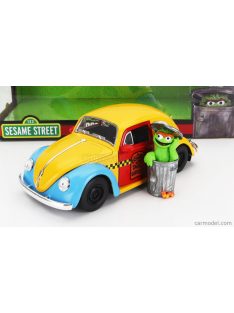   Jada - Volkswagen Beetle Maggiolino With Oscar The Grounch Sesame Street Figure 1959 Yellow Red Blue