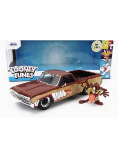   Jada - CHEVROLET EL CAMINO PICK-UP WITH TANZMANIAN DEVIL FIGURE LOONEY TUNES 1967 2 TONE BROWN