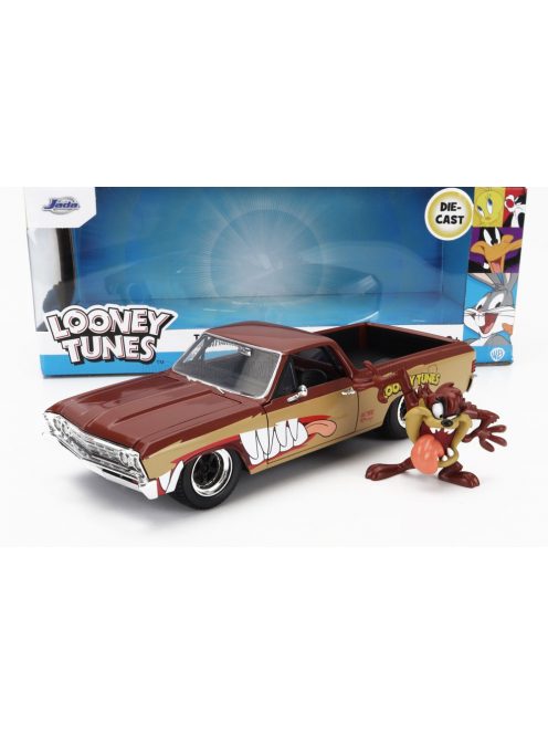 Jada - CHEVROLET EL CAMINO PICK-UP WITH TANZMANIAN DEVIL FIGURE LOONEY TUNES 1967 2 TONE BROWN