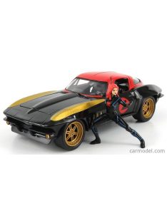   Jada - Chevrolet Corvette Coupe With Figure Black Widow 1966 Black Gold Red