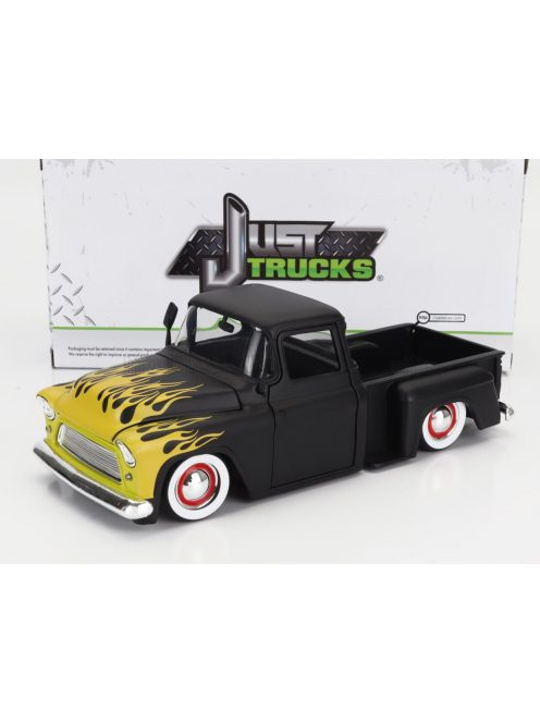 Jada - CHEVROLET STEPSIDE PICK-UP CUSTOM 1955 BLACK MATT YELLOW