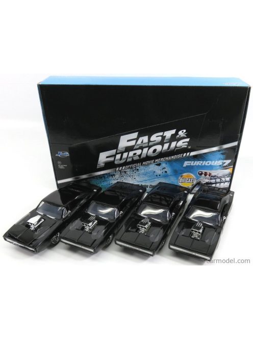 Jada - Dodge Set 4X Dom'S Dodge Charger R/T 1970 - Fast & Furious 7 Black