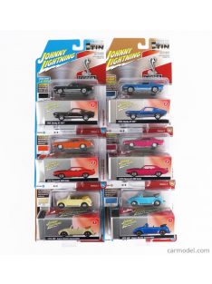   Johnny Lightning - Volkswagen Set Assortment 6 Pieces - 2X Beetle Cabriolet - 2X Ford Usa Mustang Gt350 Coupe 1968 - 2X Plymouth Aar Cuda 1970 Various