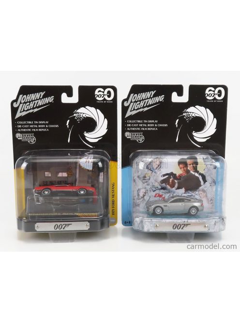 Johnny Lightning - Aston Martin Set 2X V12 Vanquish - James Bond 007 - Die Another Day - La Morte Puo' Attendere + Ford Usa Mustang Mach 1 Coupe 1971 - 007 James Bond - Diamonds Are Forever - Una Cascata Di Diamanti Grey Red