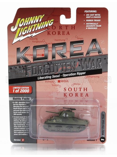 Johnny Lightning - TANK M4A3 SHERMAN MILITARY KOREA 1944 MILITARY GREEN