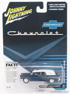   Johnny Lightning - Chevrolet Chevy Sw Station Wagon Hearse - Carro Funebre - Funeral Car - 1957 Blue White