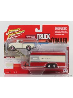   Johnny Lightning - Chevrolet Cameo Pick-Up With Trailer 1955 Beige Red