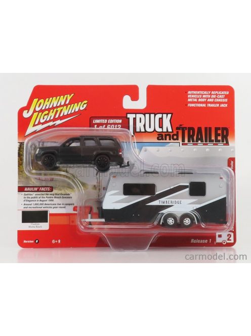 Johnny Lightning - Cadillac Escalade With Trailer Roulotte 2005 Black White