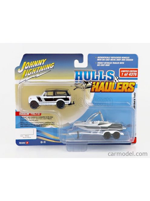 Johnny Lightning - International Scout With Trailer And Boat 1979 White Black