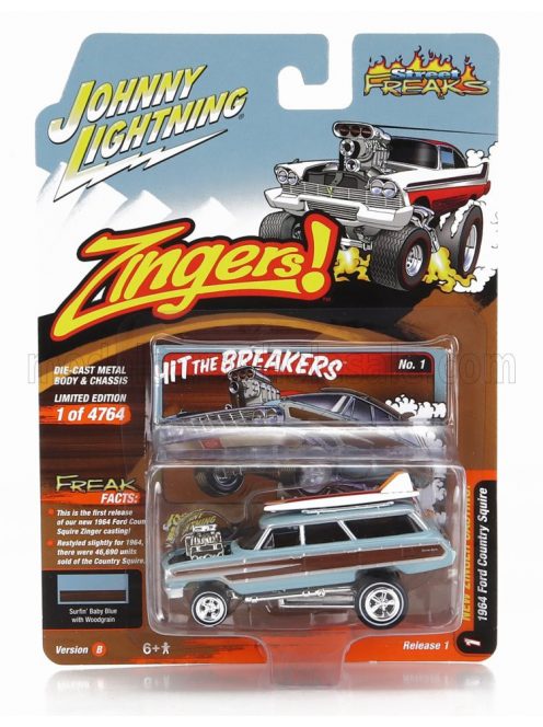 Johnny Lightning - FORD USA COUNTRY SQUIRE SW STATION WAGON ZINGERS CUSTOM 1964 LIGHT BLUE WOOD