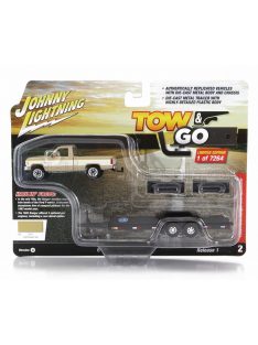   Johnny Lightning - FORD USA RANGER PICK-UP 1983 WITH TRAILER CAR TRANSPORTER BEIGE WHITE BLACK