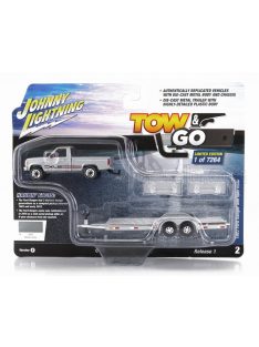   Johnny Lightning - FORD USA RANGER PICK-UP 1983 WITH TRAILER CAR TRANSPORTER SILVER