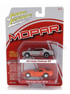   Johnny Lightning - DODGE SET 2X CHALLENGER R/T 2014 + VIPER SRT10 2008 SILVER RED ORANGE