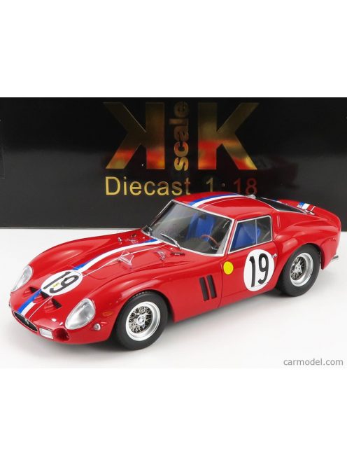 Kk-Scale - Ferrari 250 Gto Coupe Ch.3705Gt Team Pierre Noblet N 19 2Nd 24H Le Mans 1962 J.Guichet - P.Noblet Red White Blue