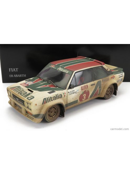 Kyosho - Fiat 131 Abarth Team Alitalia N 3 Winner Rally 1000 Lakes (Dirty Version) 1978 M.Alen - I.Kivimaki White Green Red