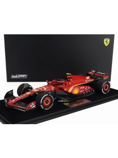   LookSmart - FERRARI F1  SF-24 TEAM SCUDERIA FERRARI N 55 3rd BAHRAIN GP 2024 CARLOS SAINZ - CON VETRINA - WITH SHOWCASE RED BLACK