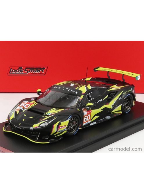 Looksmart - Ferrari 488 Gte Iron Lynx Team N 60 24H Le Mans 2021 Raffaele Giammaria - Paolo Ruberti - Claudio Schiavoni Matt Black Yellow