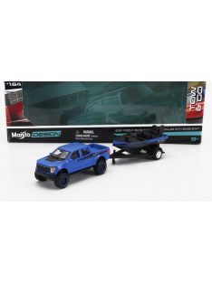   Maisto - FORD USA F-150 SVT RAPTOR PICK-UP WITH BASS BOAT AND TRAILER 2021 BLUE BLACK