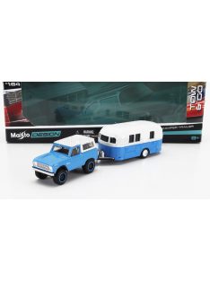 Maisto - FORD USA BRONCO WITH ROULOTTE 1966 BLUE WHITE