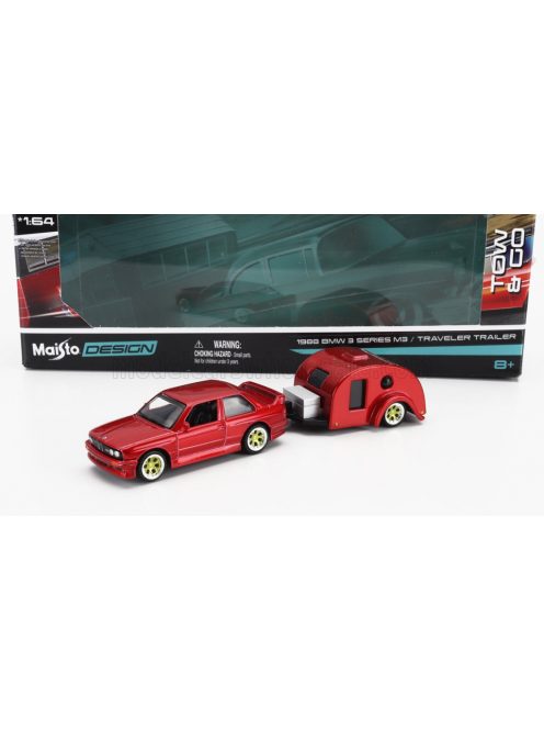 Maisto - BMW 3-SERIES M3 WITH TRAVELER TRAILER 1988 RED