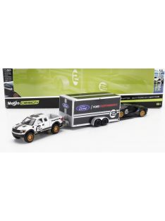   Maisto - FORD USA F-150 RAPTOR PICK-UP 2010 WITH TRAILER CAR TRANSPORTER + GT N 2 2017 BLACK SILVER