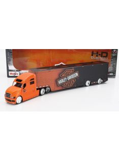   Maisto - TRUCK H-D HAULERS TRUCK HARLEY DAVIDSON CAR TRANSPORTER 2021 ORANGE BLACK