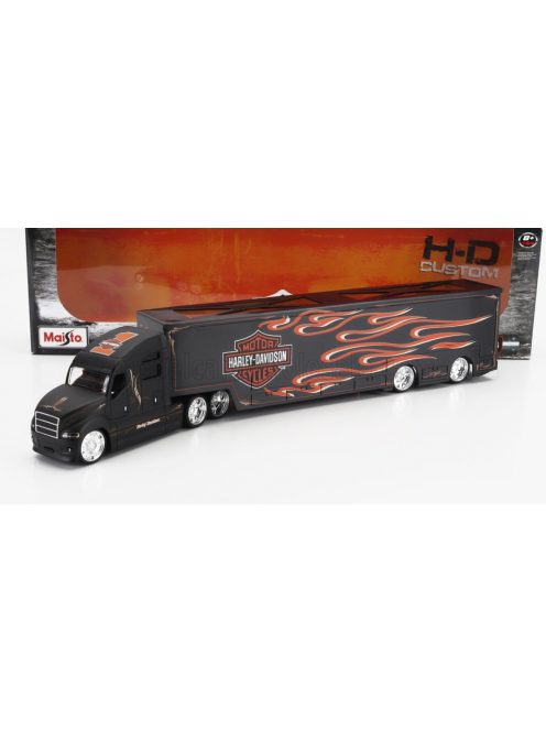 Maisto - TRUCK H-D HAULERS TRUCK HARLEY DAVIDSON CAR TRANSPORTER 2021 MATT BLACK