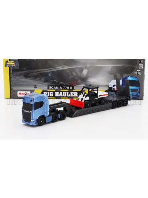 Maisto - SCANIA S770 V8 TRUCK PIANALE TRASPORTO 5600 TOOLCAT PICK-UP SPAZZANEVE SNOWPLOW BLUE BLACK WHITE