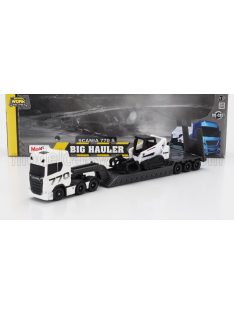   Maisto - SCANIA S770 V8 TRUCK PIANALE TRASPORTO BOBCAT RUSPA CINGOLATO WITH FRONT LOADER GRAPPLE WHITE BLACK