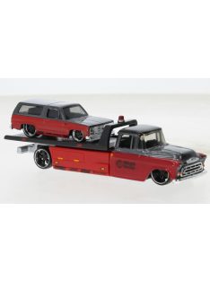   Maisto - Maisto, Chevrolet Flatbed, dunkelrot/grau, 1957, 1:64