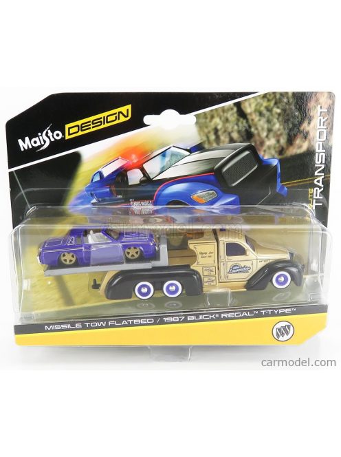 Maisto - Buick Missele Tow Ramp Truck 3-Assi With Regal-T Custom 1982 Gold Blue