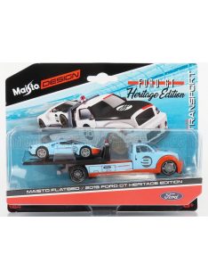   Maisto - FORD USA RAMP TRUCK WRECKER WITH FORD GT N 9 HERITAGE EDITION 2019 ORANGE LIGHT BLUE