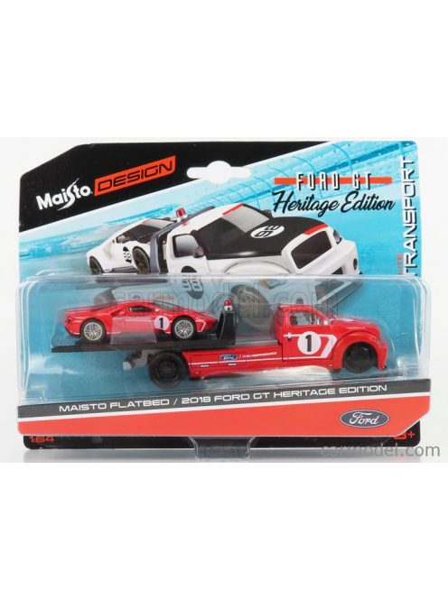 Maisto - Ford Usa Ramp Truck Wrecker With Ford Gt N 1 Heritage Edition 2018 Red