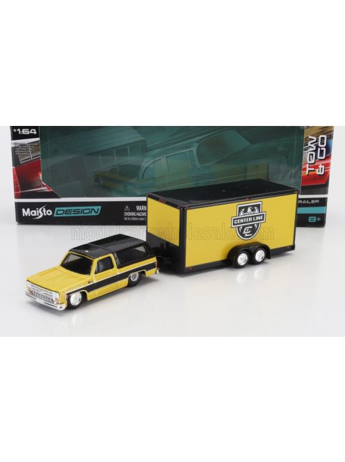 Maisto - CHEVROLET BLAZER K5 WITH TRAILER CAR TRANSPORTER 1979 YELLOW BLACK