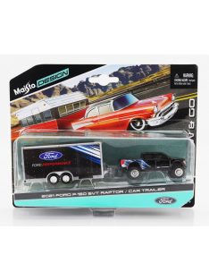   Maisto - FORD USA F-150 SVT RAPTOR PICK-UP WITH CAR TRANSPORTER TRAILER 2021 BLACK