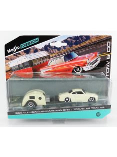   Maisto - VOLKSWAGEN KARMANN GHIA COUPE 1960 WITH TRAVEL TRAILER CREAM