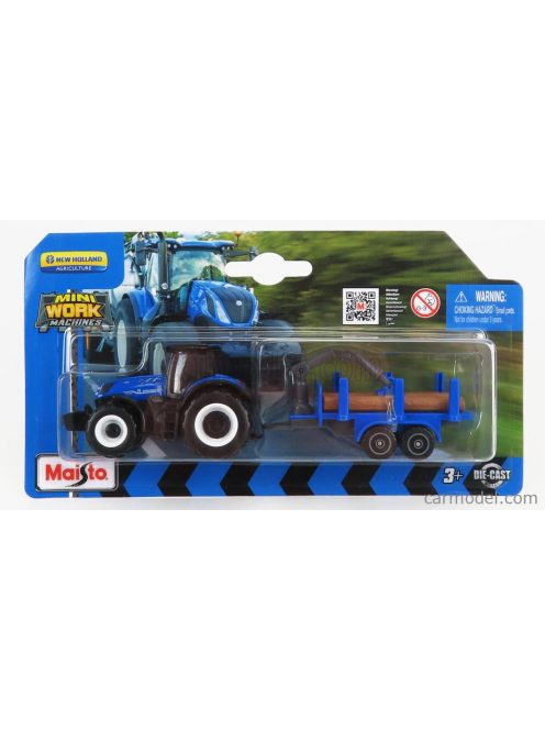 Maisto - New Holland T7-315 Tractor With Trailer 2018 Blue Wood