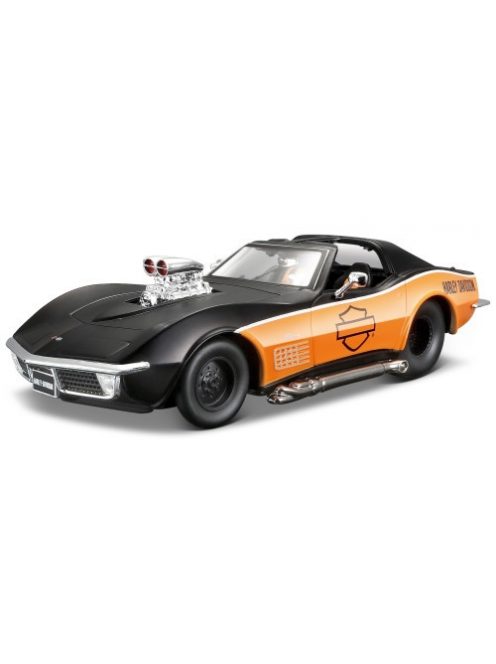 Maisto - Chevrolet Corvette, schwarz/orange, 1970, Harley-Davidson, 1:24