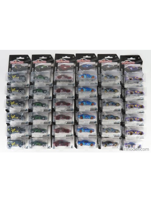 Majorette - Mercedes Benz Set Assortment 36 Pieces - 6X G-Class G500 - 6X Dodge Challenger Srt Hellcat - 6X Chevrolet Camaro - 6X Alfa Romeo Giulia - 6X Ford Usa Mustang Gt - 6X Nissan Gt-R Nismo Gt3 Various