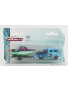   Majorette - Volkswagen T1 Pick-Up With Trailer And Boat 1962 Blue Green