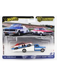   Mattel Hot Wheels - CHEVROLET CHEVY RAMP TRUCK WITH CHEVELLE N 66 RACING 1966 BLUE WHITE RED