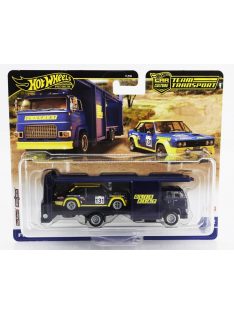   Mattel Hot Wheels - TRUCK SECOND STORY LORRY CAR TRANSPORTER WITH FIAT 131 ABARTH N 131 1980 BLUE YELLOW