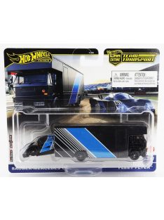   Mattel Hot Wheels - TRUCK FLEET FLYER CAR TRANSPORTER WITH SAUBER MERCEDES C9 N 61 RACING 1989 BLACK BLUE