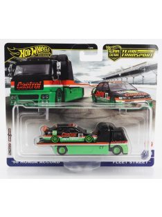   Mattel Hot Wheels - TRUCK FLEET STREET CAR TRANSPORTER WITH HONDA ACCORD N 16 RACING 1996 GREEN BLACK