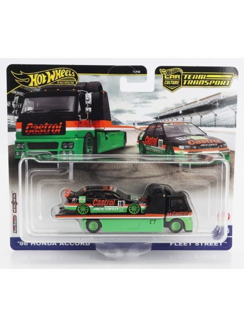 Mattel Hot Wheels - TRUCK FLEET STREET CAR TRANSPORTER WITH HONDA ACCORD N 16 RACING 1996 GREEN BLACK