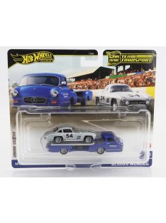   Mattel Hot Wheels - MERCEDES BENZ TRUCK CAR TRANSPORTER WITH 300SL N 54 RACING 1955 BLUE SILVER