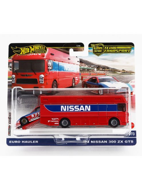 Mattel Hot Wheels - TRUCK EURO HAULER TRUCK CAR TRANSPORTER WITH NISSAN 300 ZX GTS 1994 RED