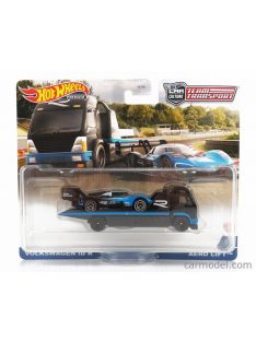   Mattel Hot Wheels - Volkswagen Id.R With Aero Lift Truck Car Transporter 2019 Black Blue