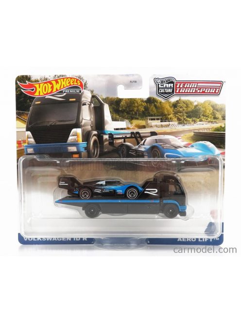 Mattel Hot Wheels - Volkswagen Id.R With Aero Lift Truck Car Transporter 2019 Black Blue