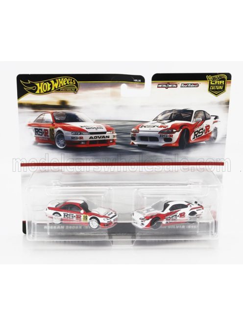 Mattel Hot Wheels - NISSAN SET 2X 240SX (S14) N 19 RACING + SILVIA (S15) RACING 1999 WHITE RED